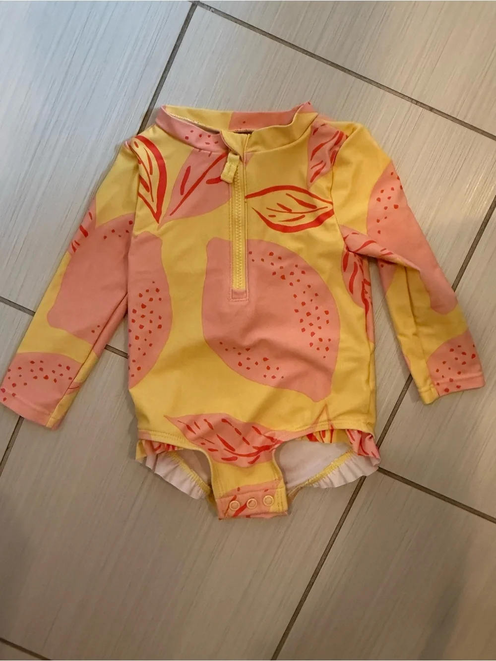 Carter’s Citrus Print Long Sleeve Rash Guard Swimsuit Baby Girl 6-9M